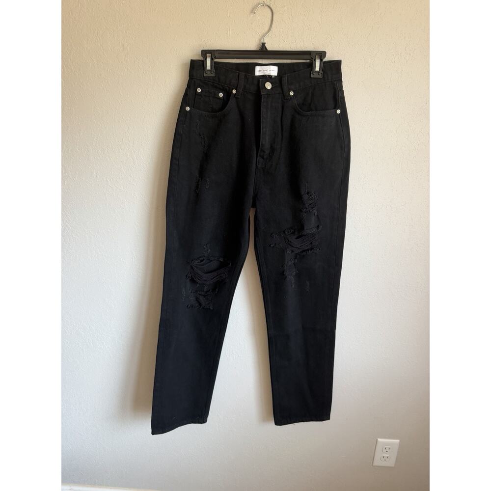 Grey Lab Black Distressed Denim Slim Straight Leg Jeans Womens 28 Grunge City
